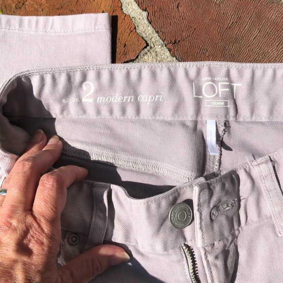 Ann Taylor Loft denim modern tan capri jeans 26/2 - Picture 2 of 6